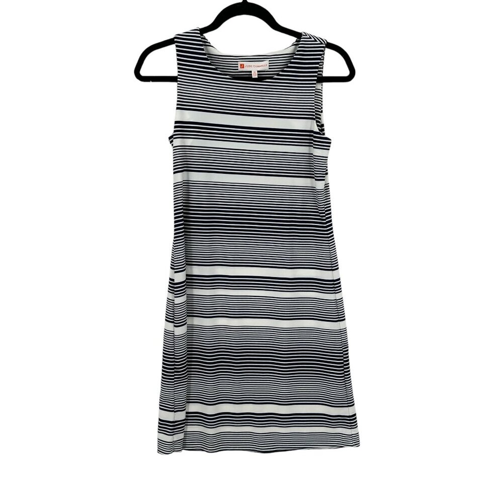 Jude Connally Dress Womens Size XS Striped Tank Casual Shift Black White‎